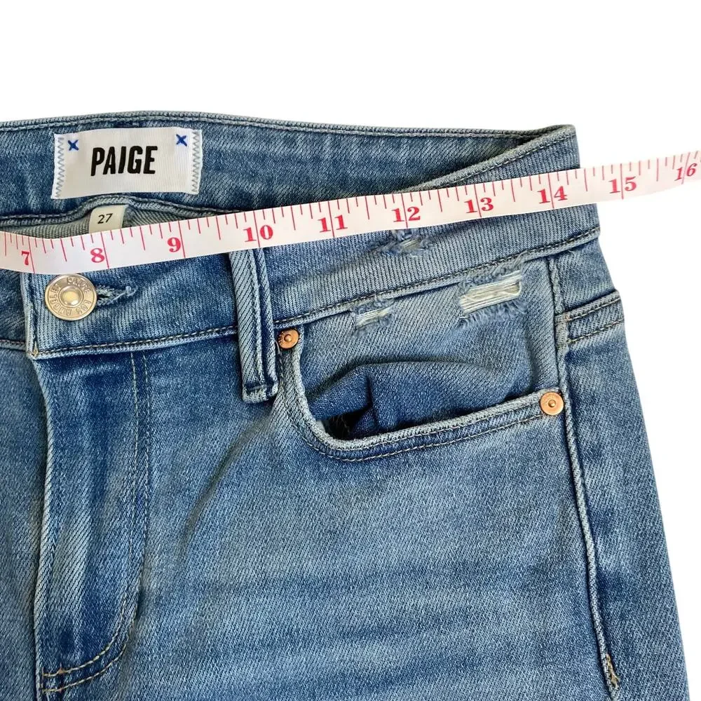 Paige Sz 27 Laurel Canyon Jeans in Nostalgia Wash Bootcut Distressed Light Wash